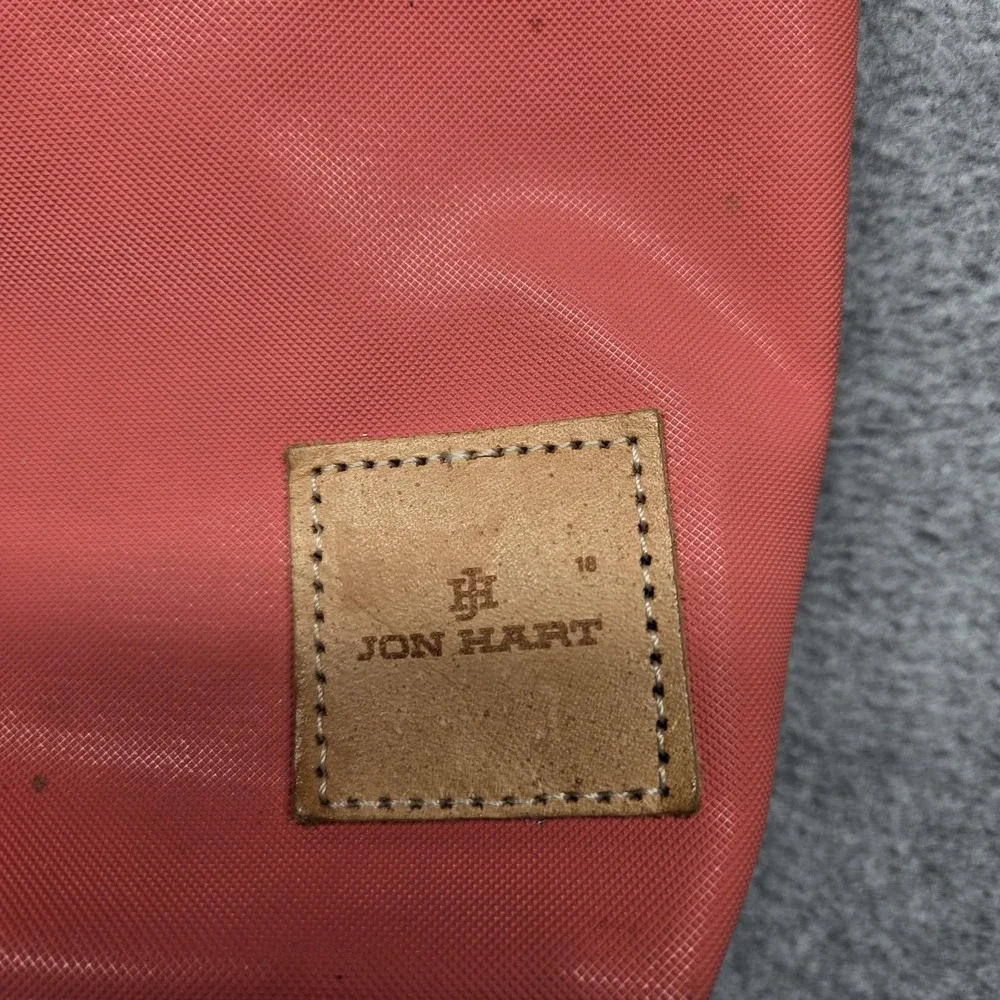 Jon Hart Clutch Womens Small Pink Canvas Leather Zip Cosmetic Pouch Monogram E